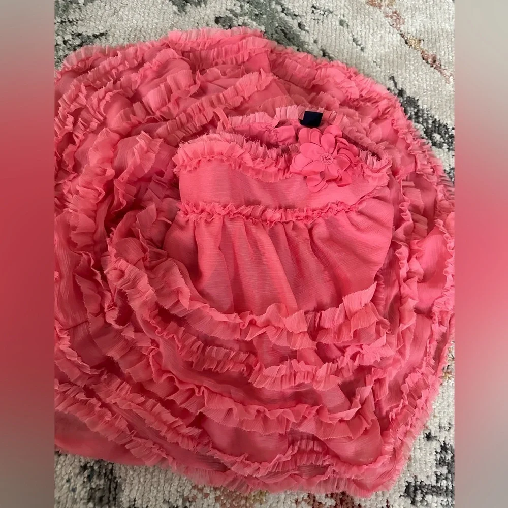Like new Baby Gap 18-24 Months Girl Pink Passion Tulle Tier Ruffle Dress